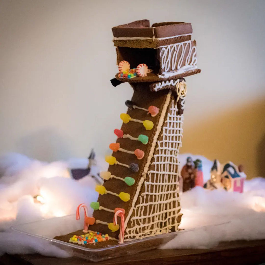 Avengers tower made from gingerbread